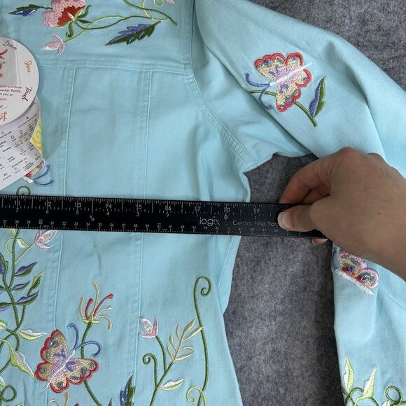 Quacker Factory Jacket Embroidered Floral With Butterfly's Full Zip Medium Twill - Picture 8 of 8
